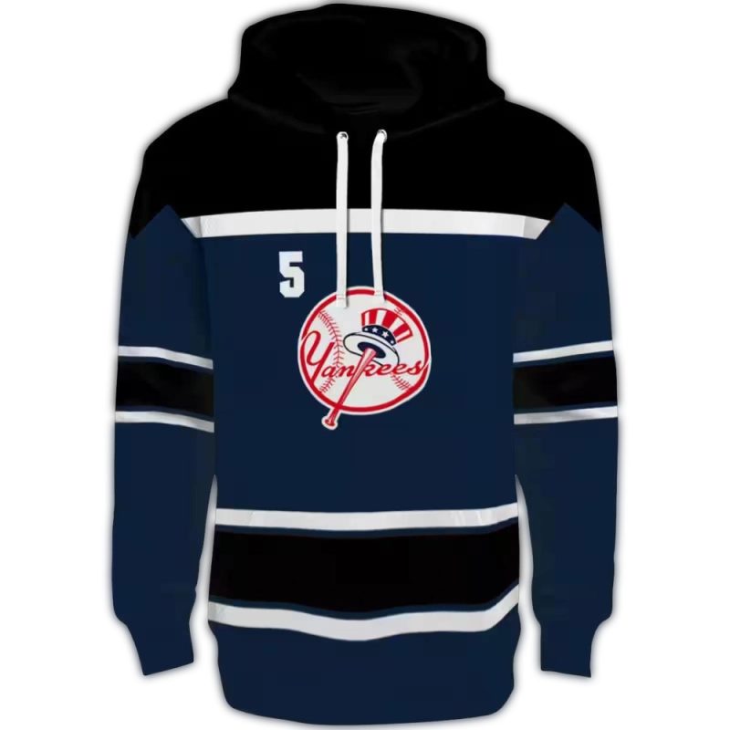 customized new york yankees striped pattern navy hoodie best selling