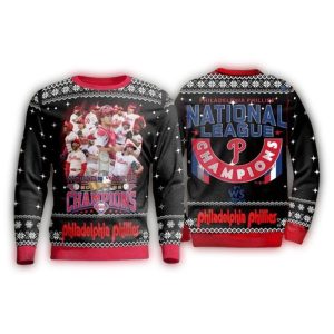 2023 National League Champion Phillies Christmas Ugly Sweater for Fans