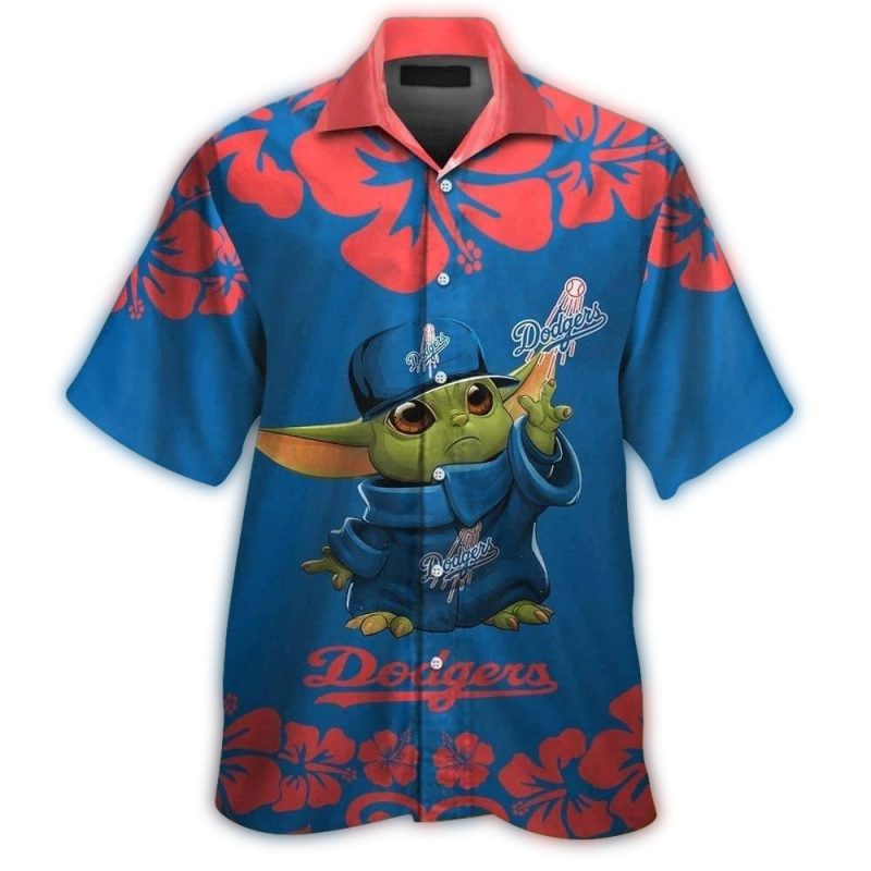 Baby Yoda Los Angeles Dodgers Hawaiian Shirt for Kids