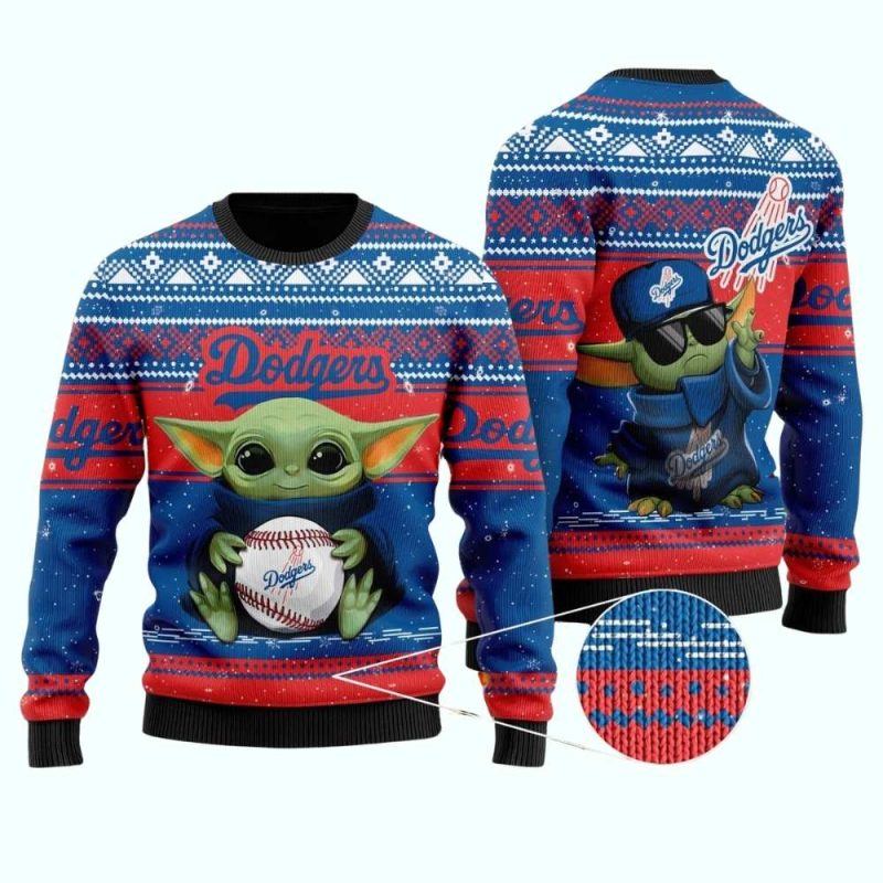 Los Angeles Dodgers Baby Yoda Christmas Sweatshirt for Kids