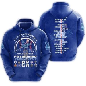 Los Angeles Dodgers 8x World Series Champions All-Over Print Hoodie