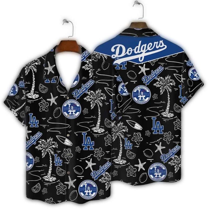 Los Angeles Dodgers Hawaiian Shirt with Beach Icons Design - Image 3