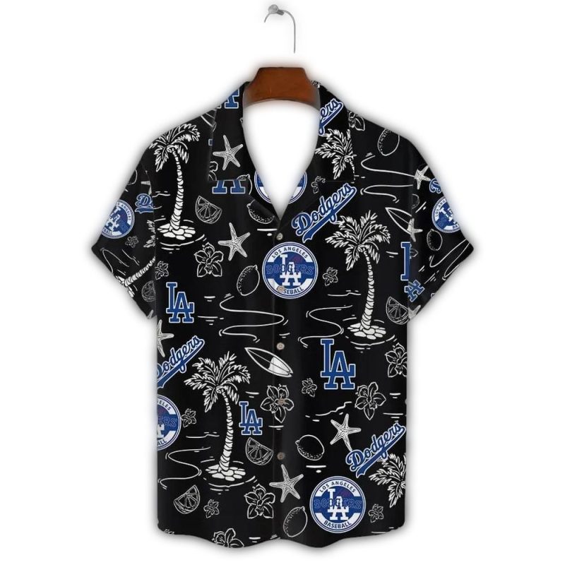 Los Angeles Dodgers Hawaiian Shirt with Beach Icons Design - Image 2