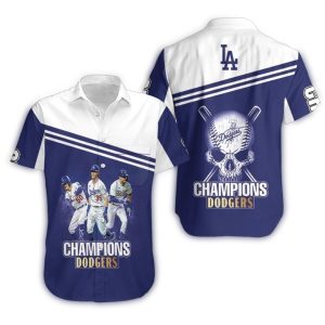 Los Angeles Dodgers Champions Skull Hawaiian Shirt for Fans
