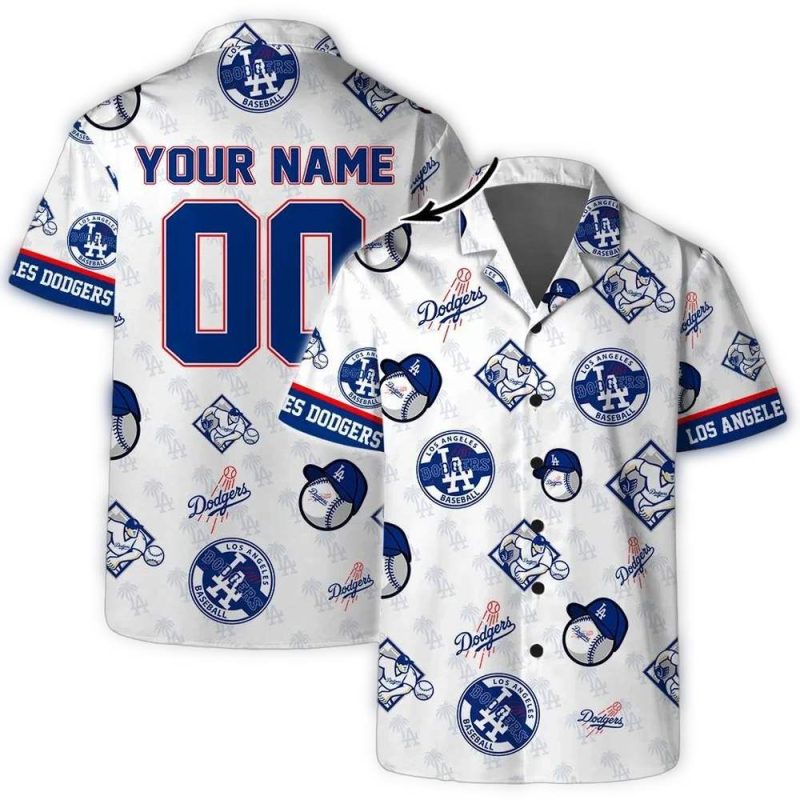 Custom Los Angeles Dodgers Hawaiian Shirt with Personalized Name & Number - Image 3