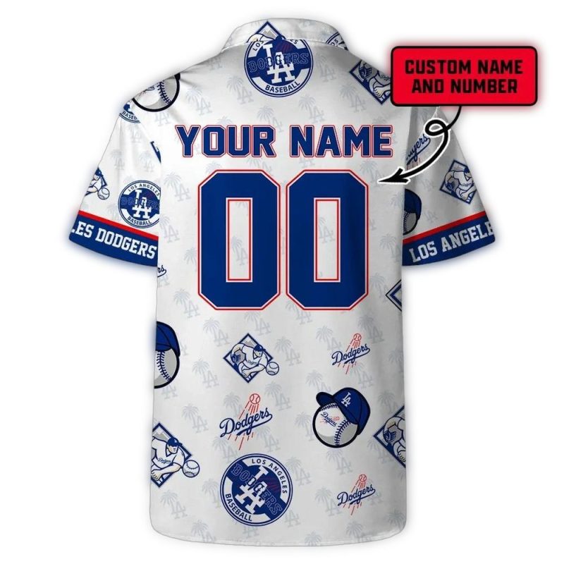 Custom Los Angeles Dodgers Hawaiian Shirt with Personalized Name & Number