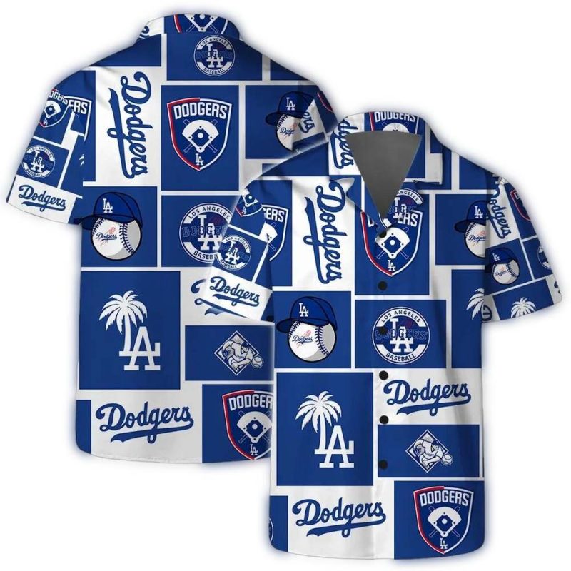 Los Angeles Dodgers Icon Block Hawaiian Shirt for Fans and Collectors - Image 3