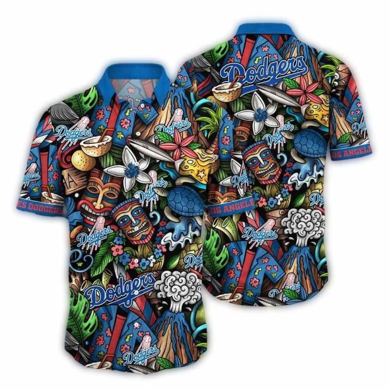 Los Angeles Dodgers Tiki Adventure Hawaiian Shirt for Fans
