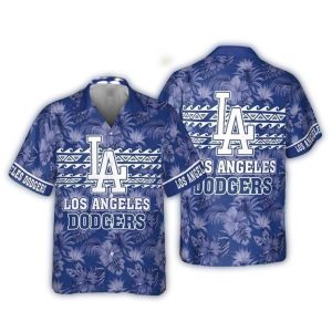 Los Angeles Dodgers Tropical Hawaiian Shirt with Flower Leaf Pattern