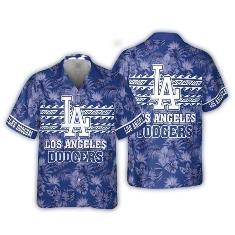 Los Angeles Dodgers Tropical Hawaiian Shirt with Flower Leaf Pattern