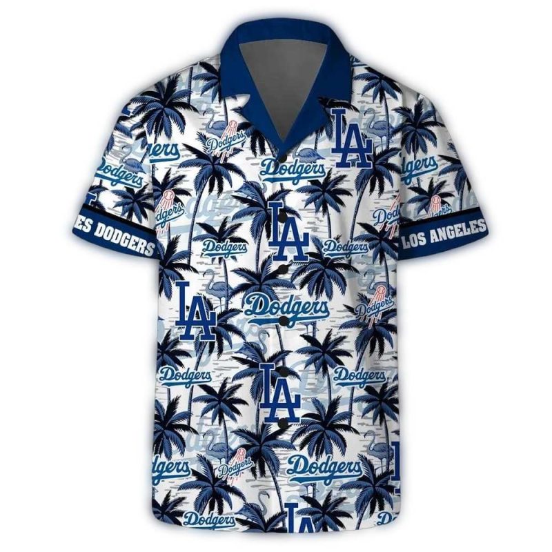 Los Angeles Dodgers Hawaiian Shirt – MLB Palm Print Summer Tee - Image 2