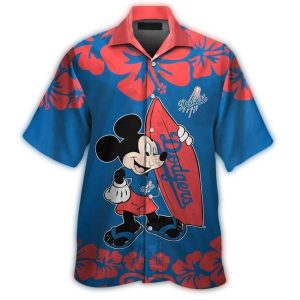Mickey Mouse Surfing Los Angeles Dodgers Hawaiian Shirt for Beach Lovers