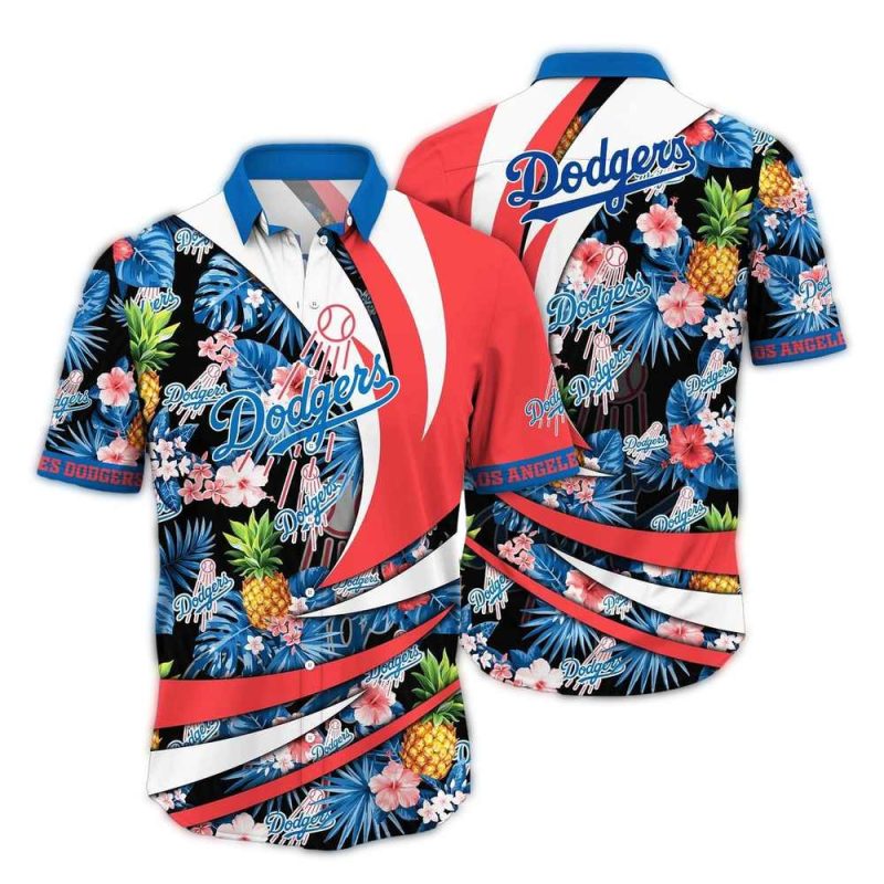 Los Angeles Dodgers Pineapple Flower Hawaiian Shirt for Men & Women - Image 3