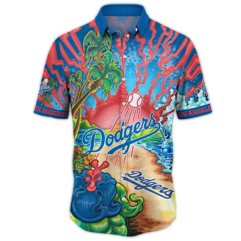 Los Angeles Dodgers Floral Print Hawaiian Shirt for Fans - Image 2