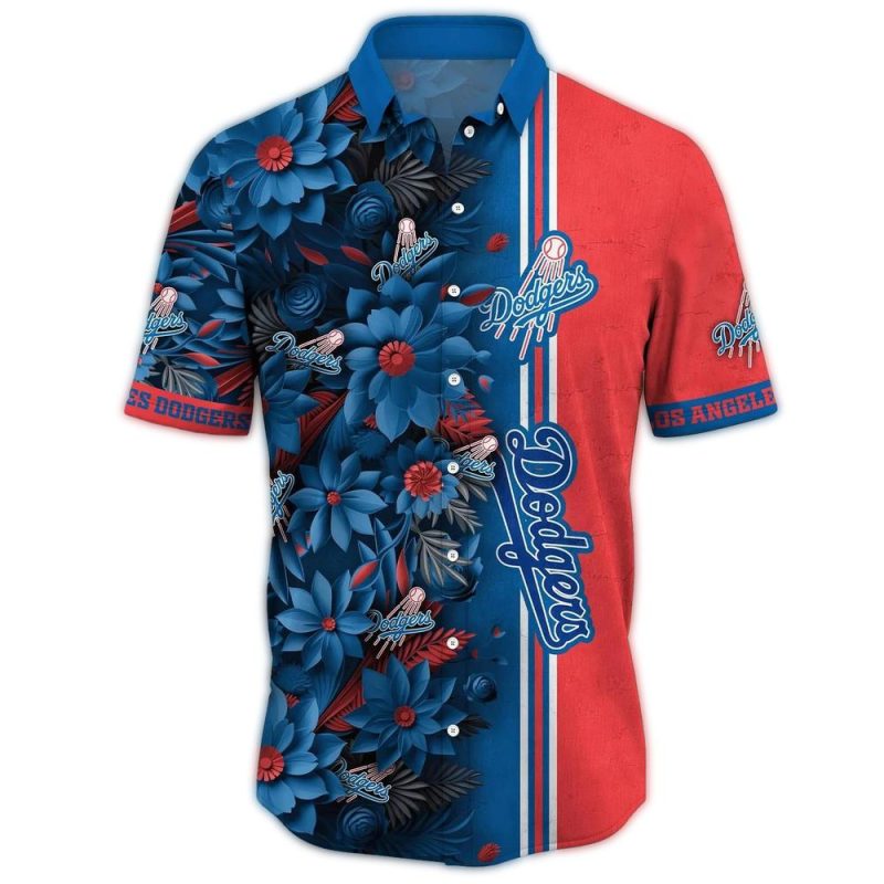 Los Angeles Dodgers Floral Hawaiian Shirt for Summer Vacations - Image 2