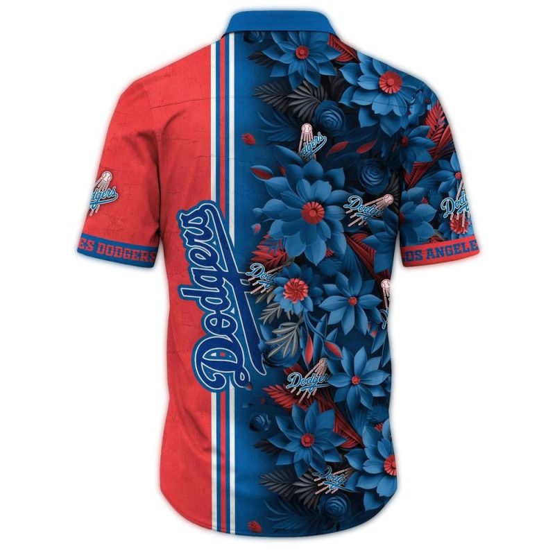 Los Angeles Dodgers Floral Hawaiian Shirt for Summer Vacations - Image 3