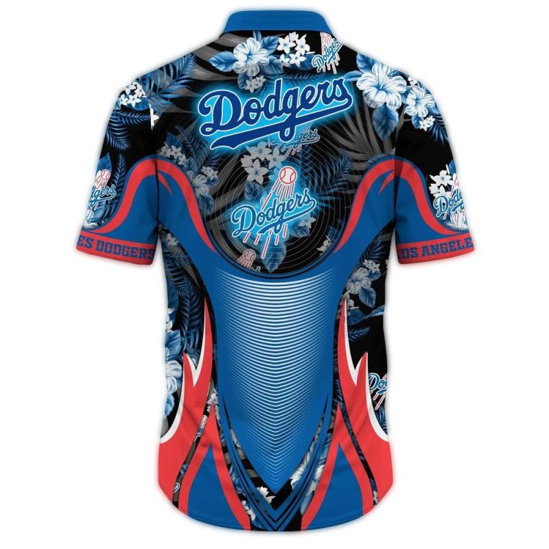 Los Angeles Dodgers Floral Hawaiian Shirt - Stylish MLB Team Apparel - Image 2