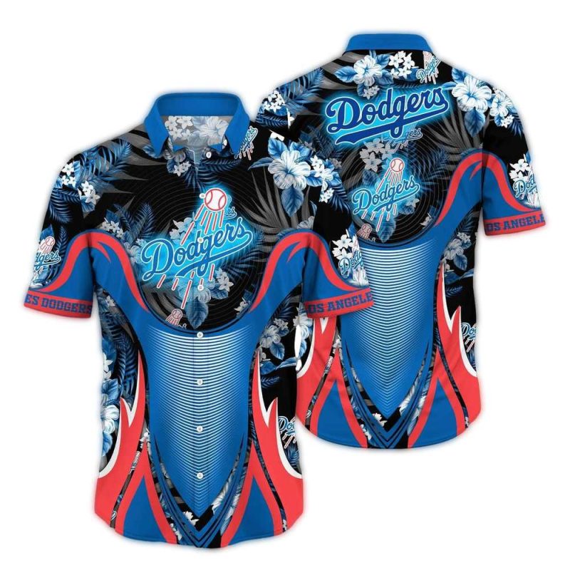 Los Angeles Dodgers Floral Hawaiian Shirt - Stylish MLB Team Apparel - Image 3