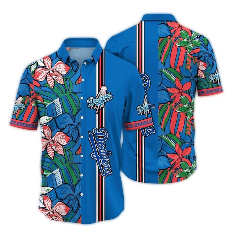 Los Angeles Dodgers Floral Art Hawaiian Shirt for Fans - Image 2