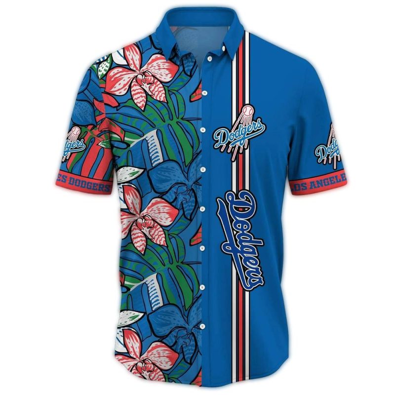 Los Angeles Dodgers Floral Art Hawaiian Shirt for Fans - Image 3