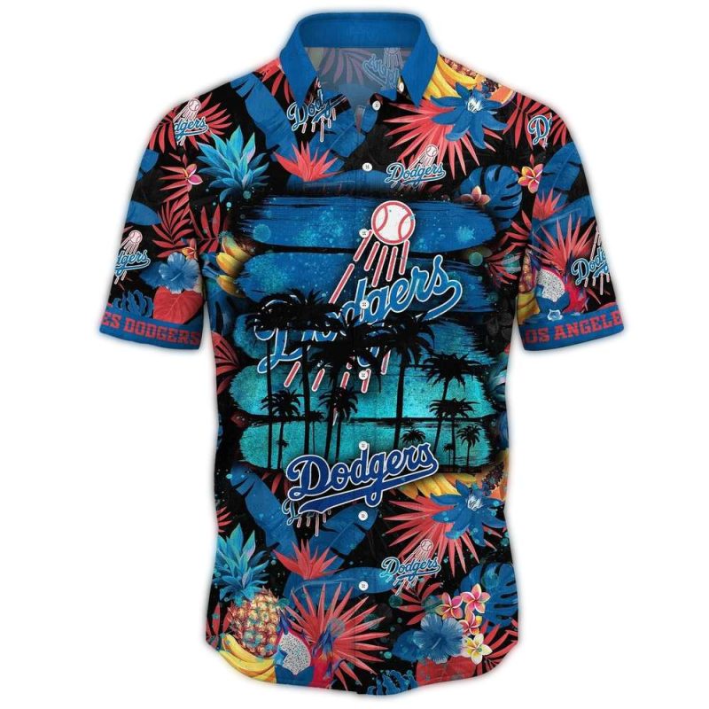 Los Angeles Dodgers Tropical Hawaiian Shirt with Pineapple Pattern - Image 2