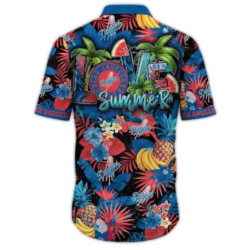 Los Angeles Dodgers Tropical Hawaiian Shirt with Pineapple Pattern - Image 3