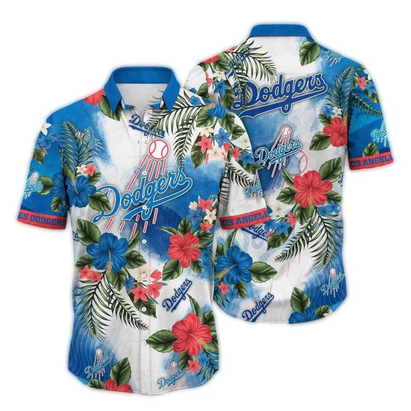 Los Angeles Dodgers Floral Hawaiian Shirt for Summer Vacation - Image 3