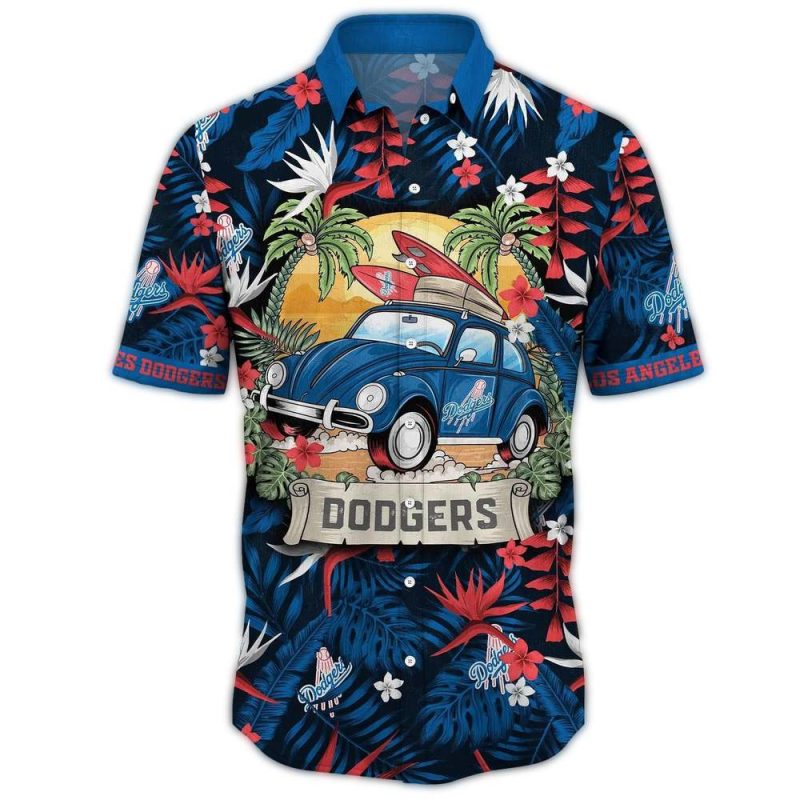 Los Angeles Dodgers Tropical Floral Hawaiian Shirt for Fans - Image 2