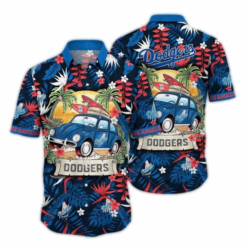 Los Angeles Dodgers Tropical Floral Hawaiian Shirt for Fans - Image 3