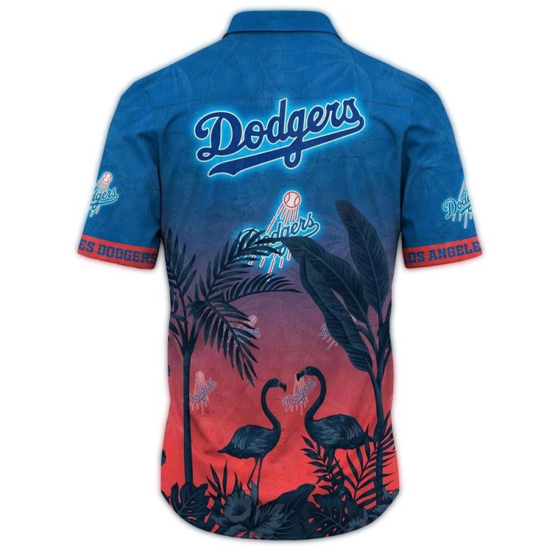 Los Angeles Dodgers Flamingo Floral Hawaiian Shirt for Fans - Image 2