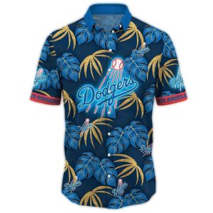 Los Angeles Dodgers Tropical Hawaiian Shirt with Leaf Pattern