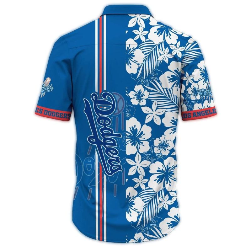 Los Angeles Dodgers Floral Heart Hawaiian Shirt for Fans - Image 2