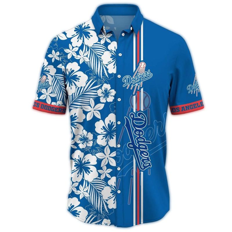 Los Angeles Dodgers Floral Heart Hawaiian Shirt for Fans - Image 3