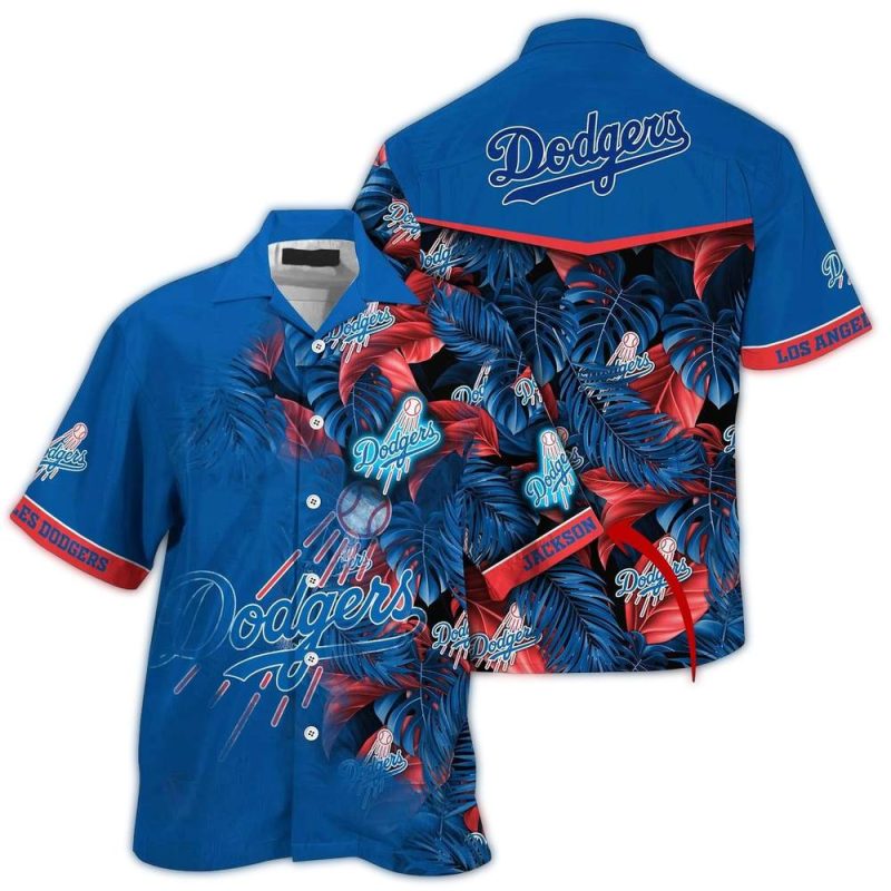 Custom Los Angeles Dodgers Floral Leaf Hawaiian Shirt for Fans