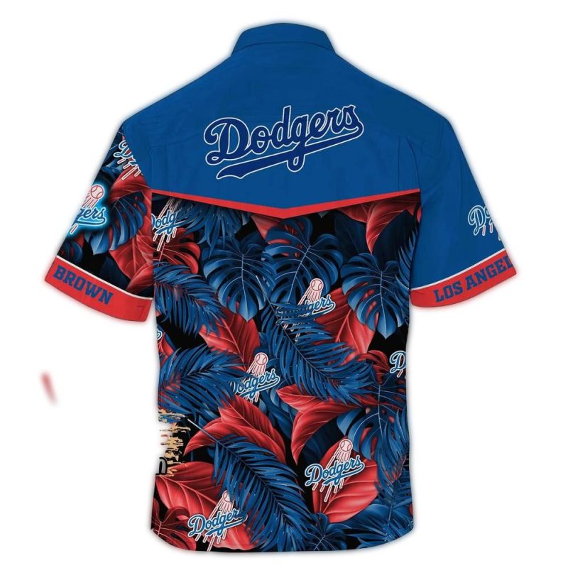 Custom Los Angeles Dodgers Floral Leaf Hawaiian Shirt for Fans - Image 2