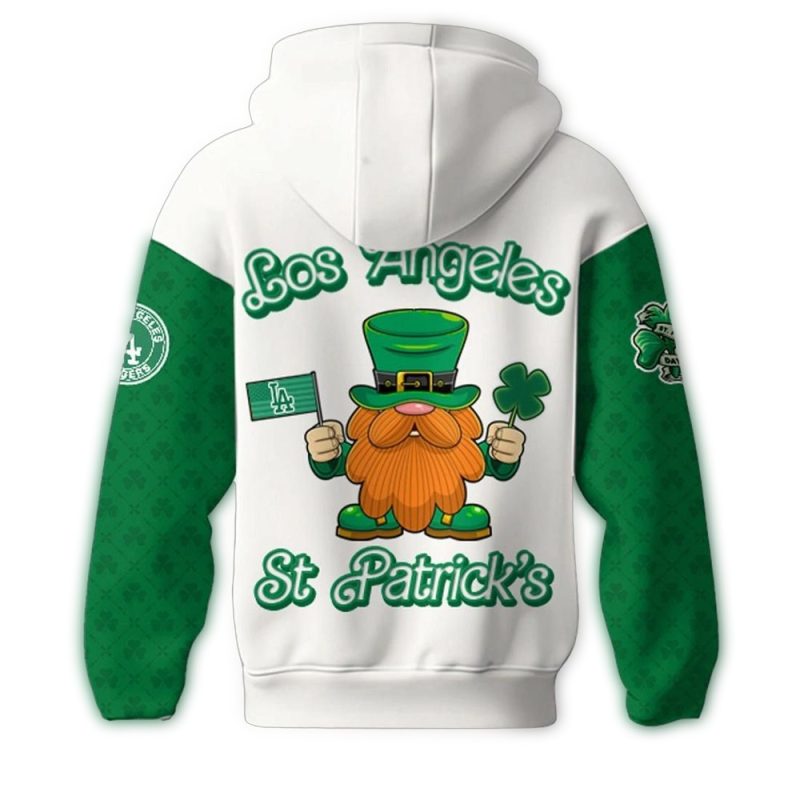 Funny Los Angeles Dodgers St Patrick's Day All-Over Print Hoodie - Image 2