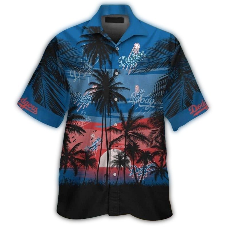 Los Angeles Dodgers Tropical Hawaiian Shirt with Sunset Coconut Design