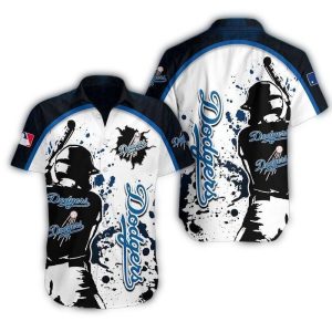 Los Angeles Dodgers Splatter Print Hawaiian Shirt for Fans