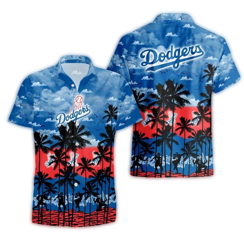 Los Angeles Dodgers Sunset Palm Print Hawaiian Shirt for Fans