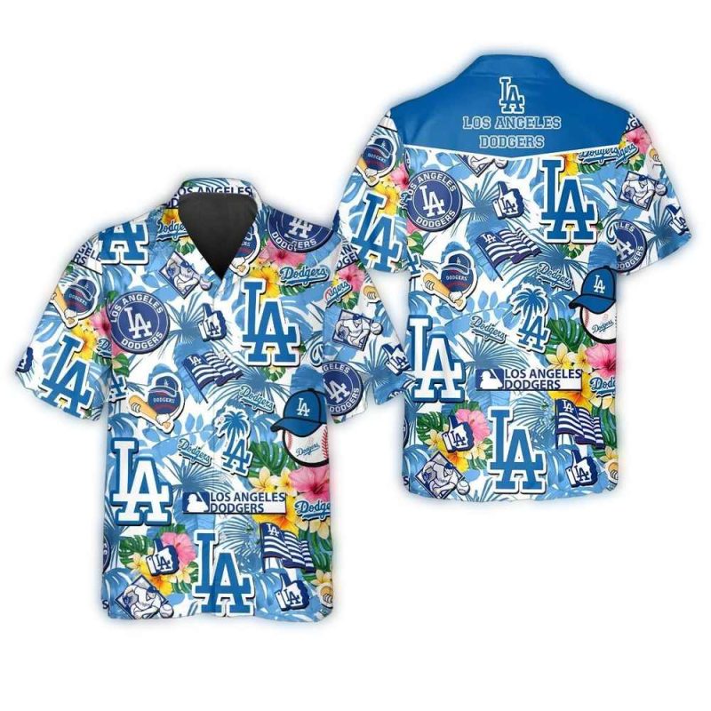 Los Angeles Dodgers Tropical Logo Hawaiian Shirt for Men & Women - Image 3