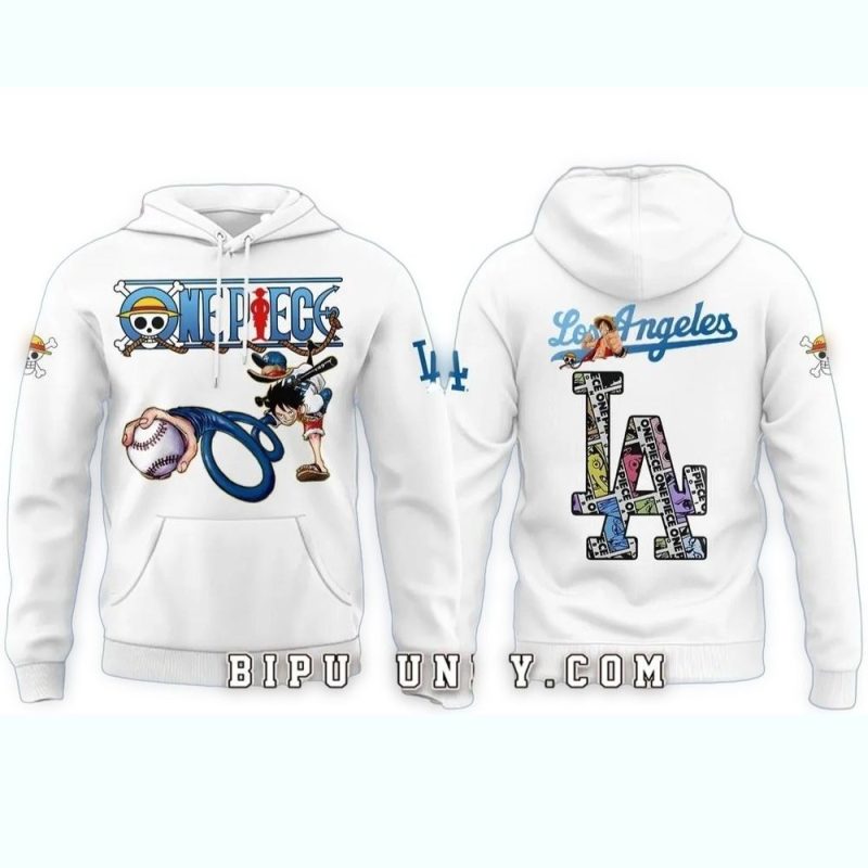 Los Angeles Dodgers x One Piece 2025 All-Over Print White Hoodie