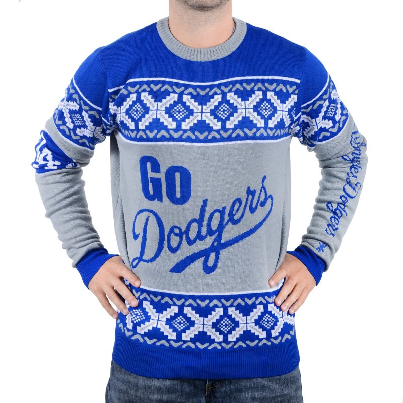 Los Angeles Dodgers Christmas Ugly Sweater with Go Dodgers Pattern