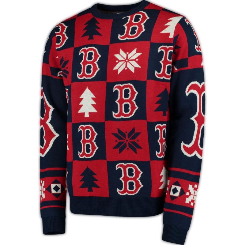 Boston Red Sox Ugly Christmas Sweater with Patches for Fans
