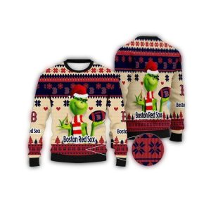 Boston Red Sox Christmas Grinch Holding Ball Ugly Sweater