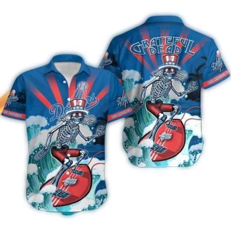 Los Angeles Dodgers Grateful Dead Surf Style Hawaiian Shirt for Fans