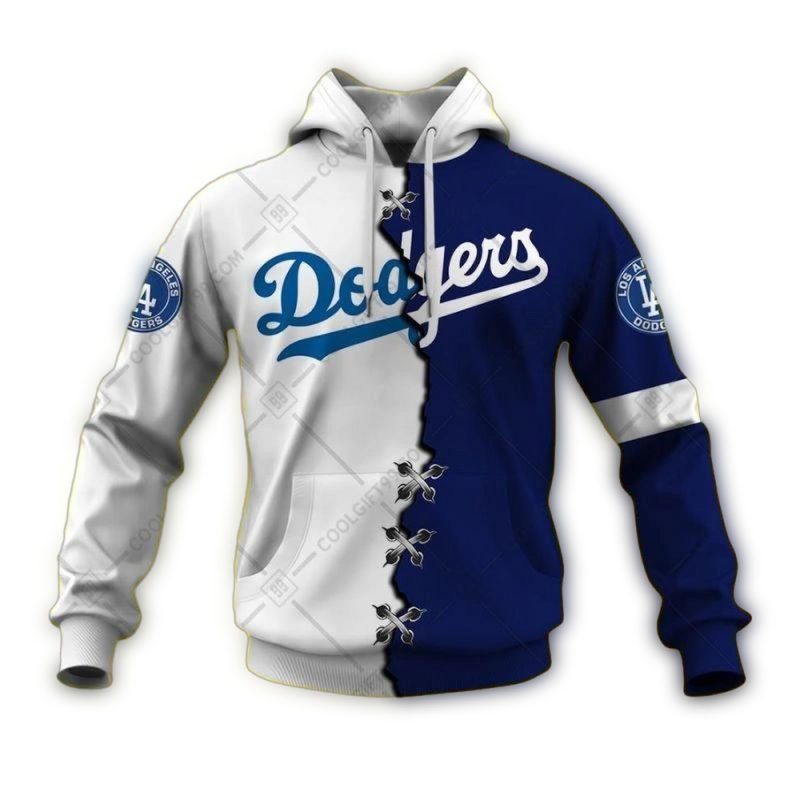Custom Los Angeles Dodgers All Over Print Hoodie with Name & Number - Image 2