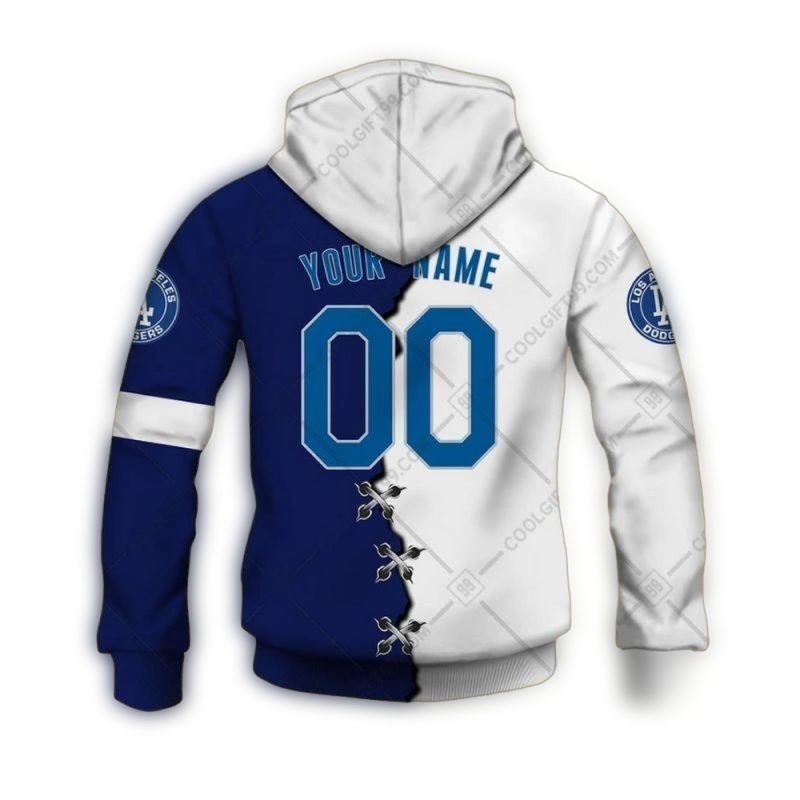 Custom Los Angeles Dodgers All Over Print Hoodie with Name & Number - Image 3