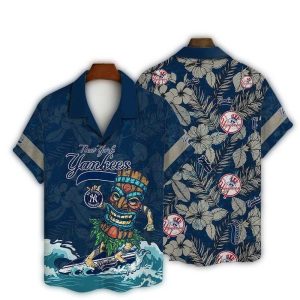 New York Yankees Tropical Hawaiian Shirt - Tiki Surf Beach Style