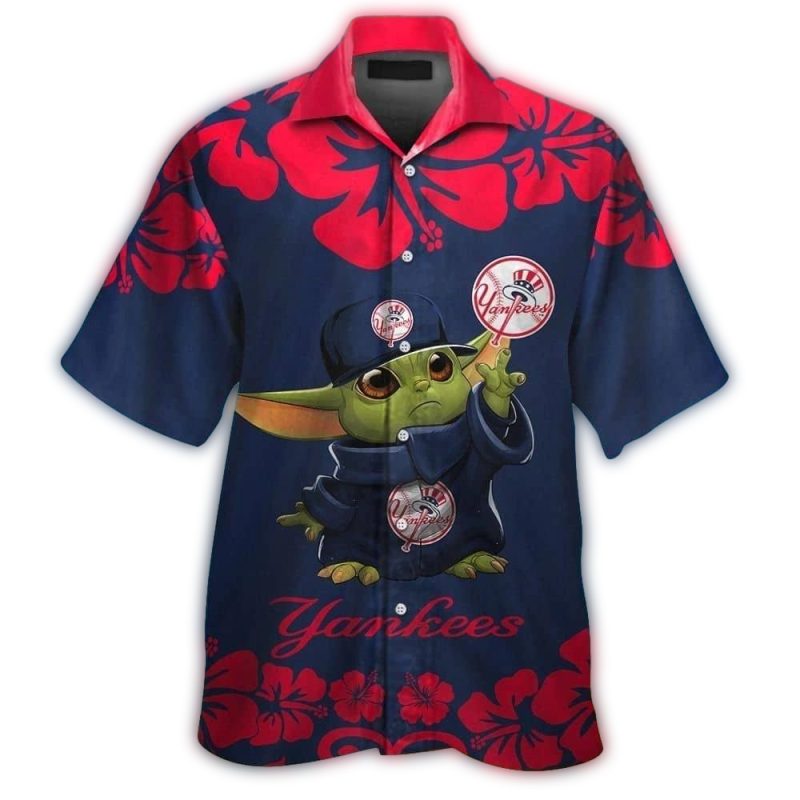 new york yankees baby yoda short sleeve button up tropical hawaiian shirt 8877 ghrkd