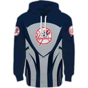 New York Yankees Concentric Lines All-Over Print Hoodie For Fans